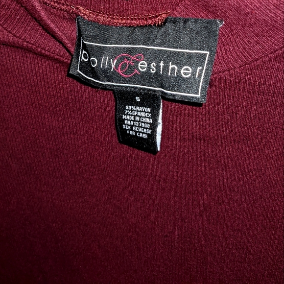 Polly & Esther Burgundy Turtle Neck Tight Sweater Dress - Picture 3 of 4